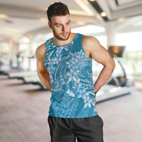 Blue Polynesia Hammerhead Shark Tattoo With Plumeria Lei Men Tank Top LT14 Blue - Polynesian Pride