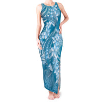 Blue Polynesia Hammerhead Shark Tattoo With Plumeria Lei Tank Maxi Dress
