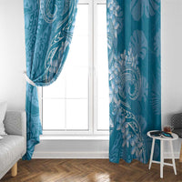 Blue Polynesia Hammerhead Shark Tattoo With Plumeria Lei Window Curtain LT14 - Polynesian Pride