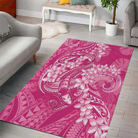 Pink Polynesia Hammerhead Shark Tattoo With Plumeria Lei Area Rug