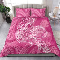Pink Polynesia Hammerhead Shark Tattoo With Plumeria Lei Bedding Set