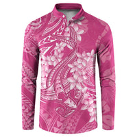 Pink Polynesia Hammerhead Shark Tattoo With Plumeria Lei Button Sweatshirt LT14 Pink - Polynesian Pride