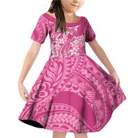 Pink Polynesia Hammerhead Shark Tattoo With Plumeria Lei Family Matching Off Shoulder Short Dress and Hawaiian Shirt