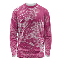 Pink Polynesia Hammerhead Shark Tattoo With Plumeria Lei Long Sleeve Shirt LT14 Unisex Pink - Polynesian Pride