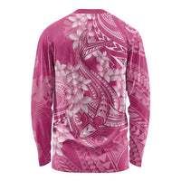 Pink Polynesia Hammerhead Shark Tattoo With Plumeria Lei Long Sleeve Shirt LT14 - Polynesian Pride