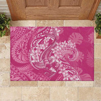 Pink Polynesia Hammerhead Shark Tattoo With Plumeria Lei Rubber Doormat LT14 Pink - Polynesian Pride