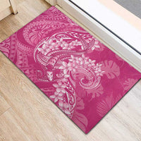 Pink Polynesia Hammerhead Shark Tattoo With Plumeria Lei Rubber Doormat LT14 - Polynesian Pride