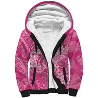 Pink Polynesia Hammerhead Shark Tattoo With Plumeria Lei Sherpa Hoodie LT14 Unisex Pink - Polynesian Pride
