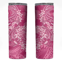 Pink Polynesia Hammerhead Shark Tattoo With Plumeria Lei Skinny Tumbler