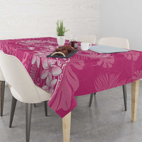 Pink Polynesia Hammerhead Shark Tattoo With Plumeria Lei Tablecloth LT14 - Polynesian Pride