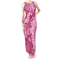 Pink Polynesia Hammerhead Shark Tattoo With Plumeria Lei Tank Maxi Dress