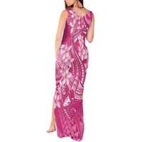 Pink Polynesia Hammerhead Shark Tattoo With Plumeria Lei Tank Maxi Dress