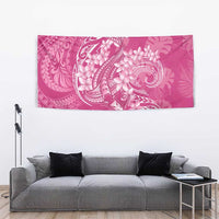 Pink Polynesia Hammerhead Shark Tattoo With Plumeria Lei Tapestry