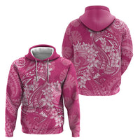 Pink Polynesia Hammerhead Shark Tattoo With Plumeria Lei Zip Hoodie