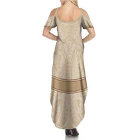 Mauri Ribaberiki Kiribati Family Matching Summer Maxi Dress and Hawaiian Shirt Cowrie Shells Lei Palm Leaf Weaving