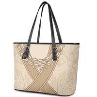Mauri Ribaberiki Kiribati Leather Tote Bag Cowrie Shells Lei Palm Leaf Weaving