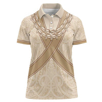 Mauri Ribaberiki Kiribati Women Polo Shirt Cowrie Shells Lei Palm Leaf Weaving