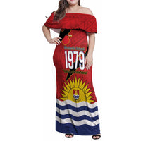 Mauri Kiribati Independence Day Family Matching Off Shoulder Maxi Dress and Hawaiian Shirt 1979 Proud National Frigatebird