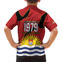 Mauri Kiribati Independence Day Family Matching Short Sleeve Bodycon Dress and Hawaiian Shirt 1979 Proud National Frigatebird