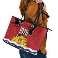 Mauri Kiribati Independence Day Leather Tote Bag 1979 Proud National Frigatebird