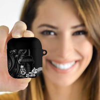 Black Hafa Adai Guam AirPods Case Chamorro Latte Stone Hand With Plumeria LT14 Black - Polynesian Pride
