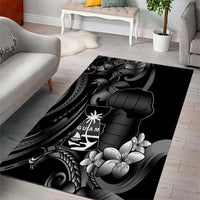 Black Hafa Adai Guam Area Rug Chamorro Latte Stone Hand With Plumeria