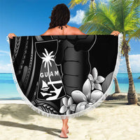 Black Hafa Adai Guam Beach Blanket Chamorro Latte Stone Hand With Plumeria