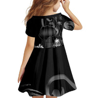 Black Hafa Adai Guam Family Matching Mermaid Dress and Hawaiian Shirt Chamorro Latte Stone Hand With Plumeria