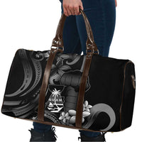 Black Hafa Adai Guam Travel Bag Chamorro Latte Stone Hand With Plumeria - Polynesian Pride