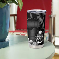 Black Hafa Adai Guam Tumbler Cup Chamorro Latte Stone Hand With Plumeria