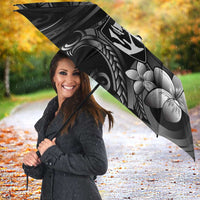 Black Hafa Adai Guam Umbrella Chamorro Latte Stone Hand With Plumeria - Polynesian Pride