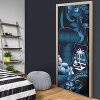Blue Hafa Adai Guam Door Cover Chamorro Latte Stone Hand With Plumeria LT14 - Polynesian Pride