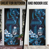 Blue Hafa Adai Guam Door Cover Chamorro Latte Stone Hand With Plumeria LT14 - Polynesian Pride