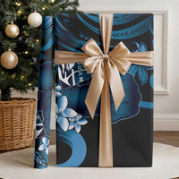 Blue Hafa Adai Guam Wrapping Paper Chamorro Latte Stone Hand With Plumeria - Polynesian Pride