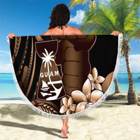 Brown Hafa Adai Guam Beach Blanket Chamorro Latte Stone Hand With Plumeria