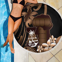 Brown Hafa Adai Guam Beach Blanket Chamorro Latte Stone Hand With Plumeria