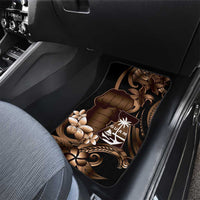 Brown Hafa Adai Guam Car Mats Chamorro Latte Stone Hand With Plumeria