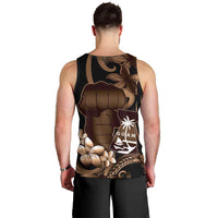 Brown Hafa Adai Guam Men Tank Top Chamorro Latte Stone Hand With Plumeria