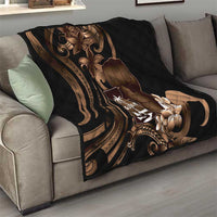 Brown Hafa Adai Guam Quilt Chamorro Latte Stone Hand With Plumeria