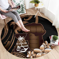 Brown Hafa Adai Guam Round Carpet Chamorro Latte Stone Hand With Plumeria