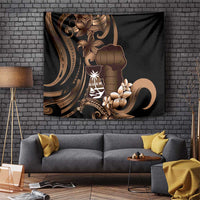 Brown Hafa Adai Guam Tapestry Chamorro Latte Stone Hand With Plumeria