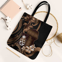 Brown Hafa Adai Guam Tote Bag Chamorro Latte Stone Hand With Plumeria - Polynesian Pride