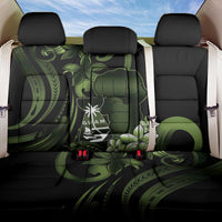 Green Hafa Adai Guam Back Car Seat Cover Chamorro Latte Stone Hand With Plumeria