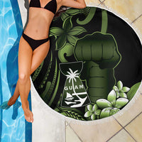 Green Hafa Adai Guam Beach Blanket Chamorro Latte Stone Hand With Plumeria