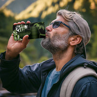 Green Hafa Adai Guam 4 in 1 Can Cooler Tumbler Chamorro Latte Stone Hand With Plumeria