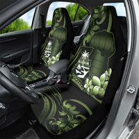 Green Hafa Adai Guam Car Seat Cover Chamorro Latte Stone Hand With Plumeria
