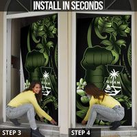 Green Hafa Adai Guam Door Cover Chamorro Latte Stone Hand With Plumeria - Polynesian Pride