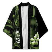 Green Hafa Adai Guam Kimono Chamorro Latte Stone Hand With Plumeria - Polynesian Pride