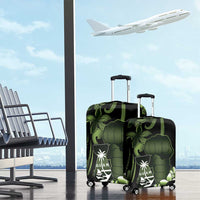 Green Hafa Adai Guam Luggage Cover Chamorro Latte Stone Hand With Plumeria