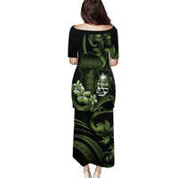 Green Hafa Adai Guam Puletasi Chamorro Latte Stone Hand With Plumeria